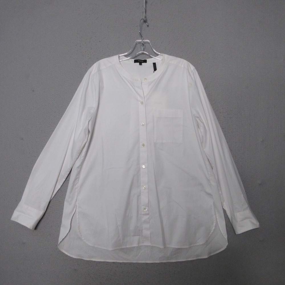 Theory Top Tunic L White Shirting Button Quiet Luxury Minimalist Old Money NWT